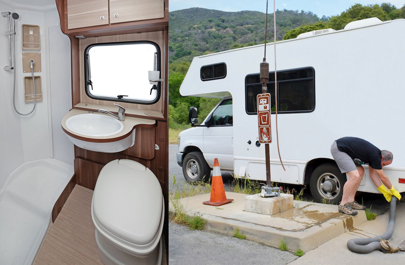 Portable RV/camper toilet and holding tank setup in Great Falls, Montana
